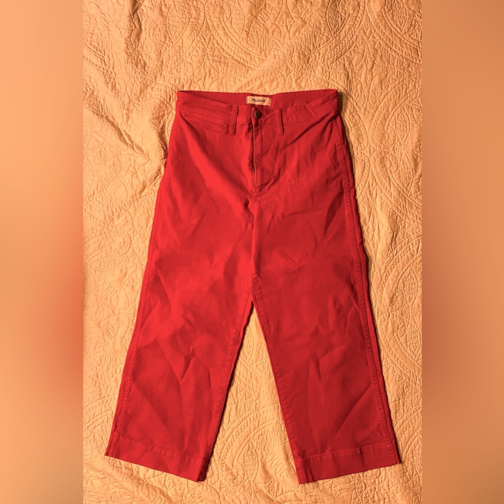 Madewell 28 slim emmet wide leg crop pants red dark coral